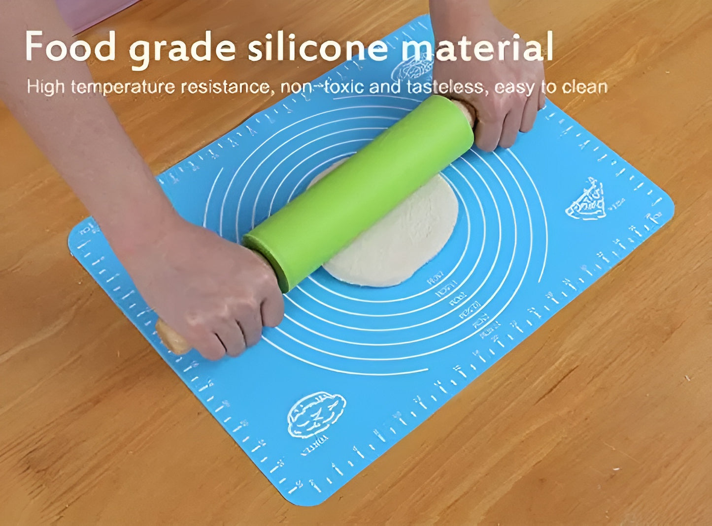 Silicone Baking Mat With Measurements Heat Resistant Cookie Sheet Oven Liner | Non Stick Flour Rolling Mat | Baking Mat Kneading Dough Pad (Random Color)