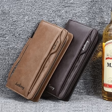 Balebaily Long Wallet for Men & Women with Zipper Pocket - Black