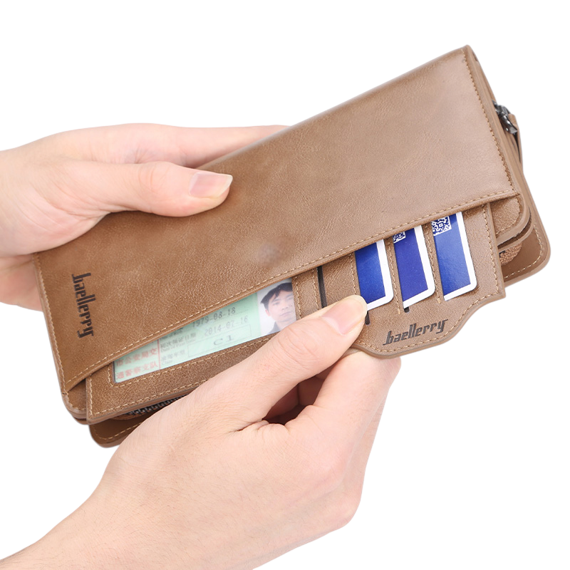 Balebaily Long Wallet for Men & Women with Zipper Pocket - Black