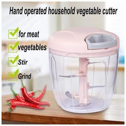 Manual Pull-String Household Vegetable Cutter & Meat Chopper – Multi-Function Hand - 3 Blade