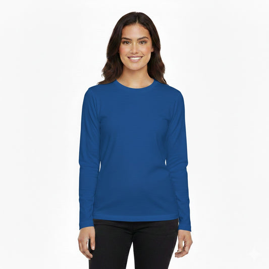 Basic Round Neck Full Sleeves T-Shirt For Women – Soft & Comfortable Casual Wear (Random Color Size Extra Large)